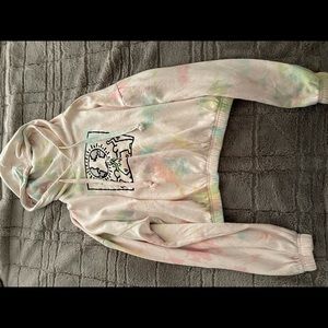 Cropped Keith Haring tie dye hoodie